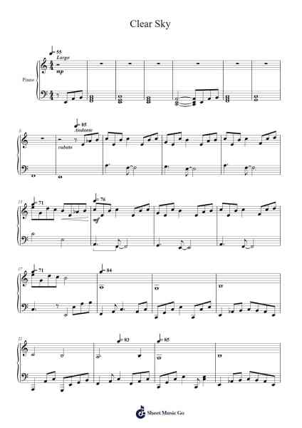 Clear Sky Sheet Music by Tomas Sakalauskas-Arr.Flowerthan