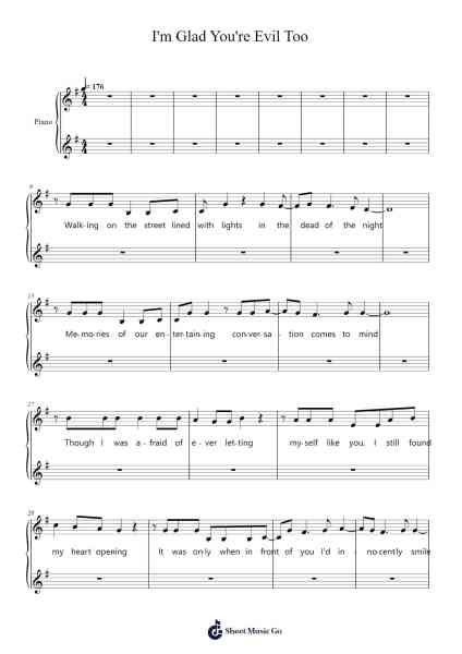 I'm Glad You're Evil Too Sheet Music by PinocchioP-Arr.Clarjudd