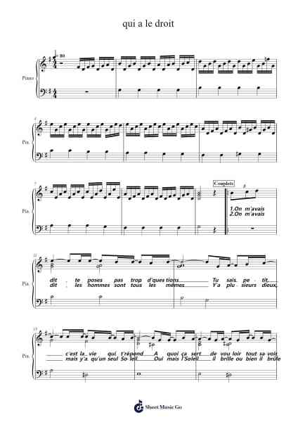qui a le droit Sheet Music by Patrick Bruel-Arr.Sijeff