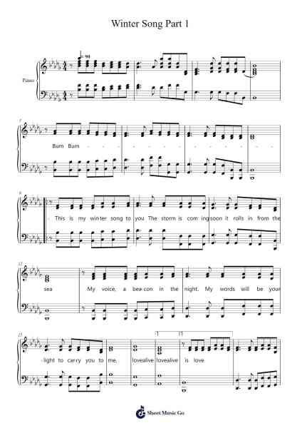 Winter Song Part 1 Ноты для фортепиано от Sara Bareilles/Ingrid Michaelson-Arr.Moulboyce