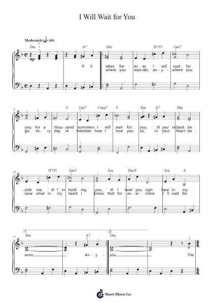 I Will Wait for You Sheet Music by Michel Legrand-Arr.Kathmann