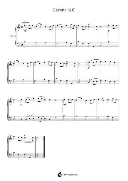 Gavotte in C Sheet Music by Georg Friedrich Händel/George Frideric Handel-Arr.Losopp Webslin