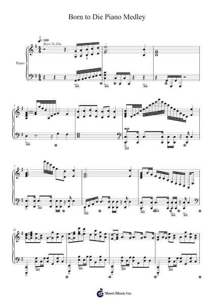 Born to Die Piano Medley Sheet Music by Lana Del Rey-Arr.Charalph