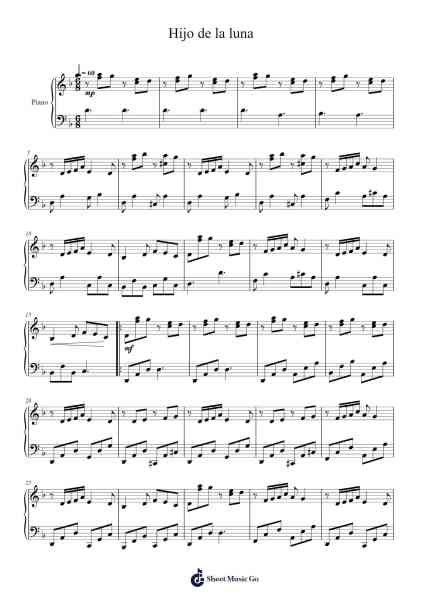 Hijo de la luna Sheet Music by Mecano-Arr.Crichriet Hawreen