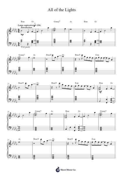 All of the Lights Sheet Music by Kanye West-Arr.Joneshouse