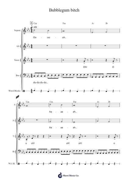 Bubblegum bitch Sheet Music by Marina and The Diamonds-Arr.Readenee Foxmiles