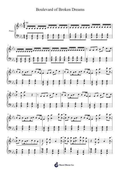 Boulevard of Broken Dreams Sheet Music by Green Day-Arr.Corsay Parhys