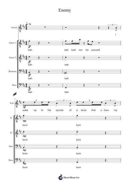 Enemy Sheet Music by Imagine Dragons-Arr.Harloise Hanett