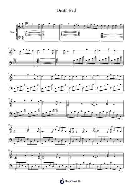 Death Bed Sheet Music by Powfu-Arr.Hodggrote Yvescole