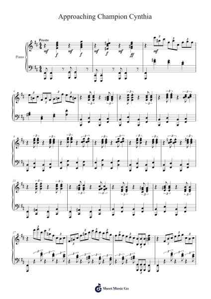 Approaching Champion Cynthia Sheet Music by Go Ichinose-Arr.Springgene