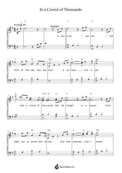 In a Crowd of Thousands Sheet Music by Misc Soundtrack-Arr.Bairdxy