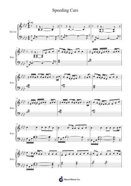 Speeding Cars 樂譜由 Walking On Cars - 編曲 Bardthea Faylotte
