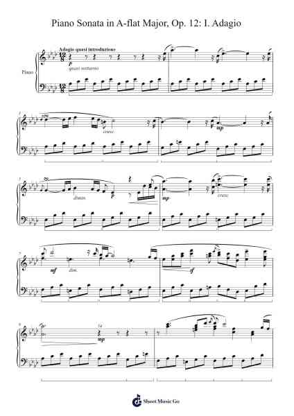 Piano Sonata in A-flat Major, Op. 12: I. Adagio in A-flat Major Sheet Music by Joseph Xie-Arr.Trebes