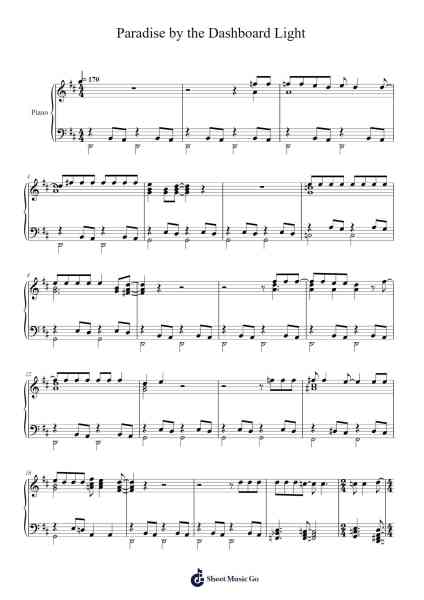 Paradise by the Dashboard Light Sheet Music by undefined-Arr.Darcarr