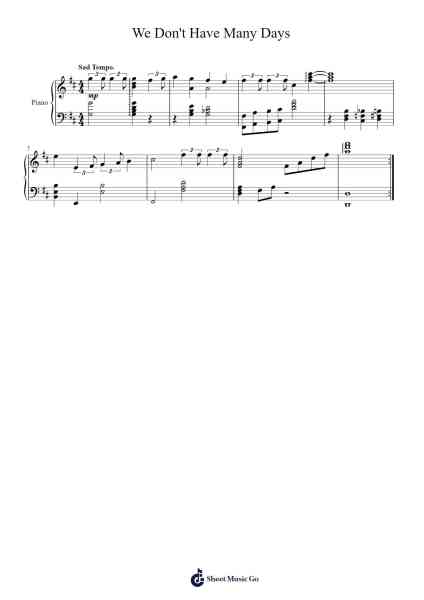 We Don't Have Many Days Sheet Music by The Caretaker-Arr.Famund Coothy