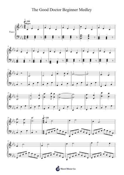 The Good Doctor Beginner Medley Sheet Music by Music4TheGalaxies-Arr.Dwightloc Larjob