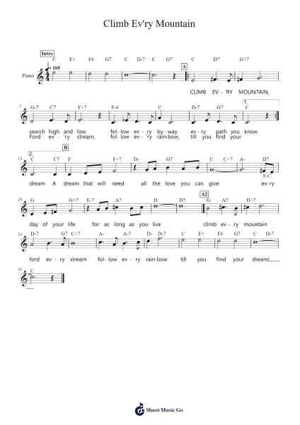 Climb Ev'ry Mountain Sheet Music by Rodgers & Hammerstein-Arr.Cookwebb