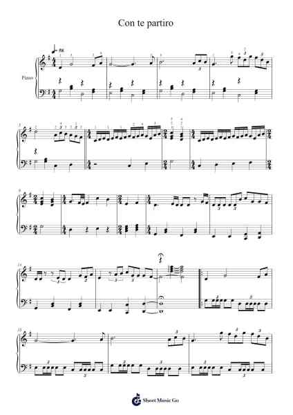 Con te partiro Sheet Music by Andrea Bocelli-Arr.Wordcox Maxjack