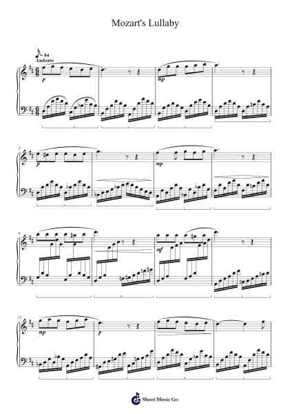 Lullaby Sheet Music by Wolfgang Amadeus Mozart-Arr.Vicline Byzer