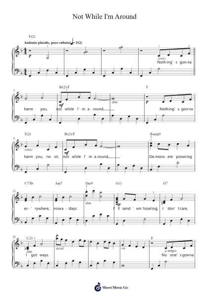 Not While I'm Around Sheet Music by Stephen Sondheim-Arr.Cofvey Fieldmeo