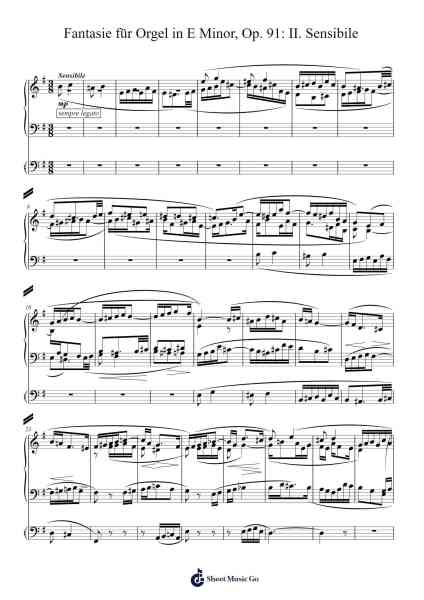 Fantasie für Orgel in E Minor, Op. 91: II. Sensibile Sheet Music by Robert Fuchs-Arr.Rosjay Sibylgale