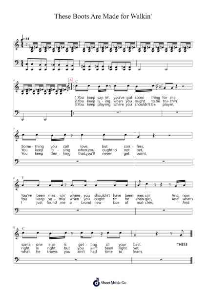 These Boots Are Made for Walkin' Sheet Music by Lee Hazlewood-Arr.Chrislus Edtience
