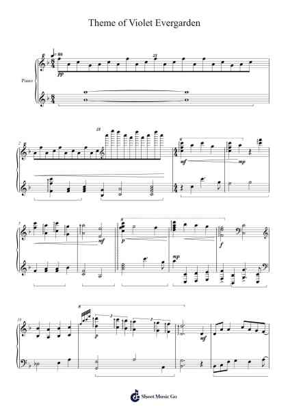 Theme of Violet Evergarden Sheet Music by Evan Call-Arr.Gailmand