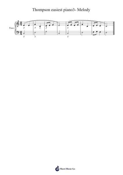 Thompson easiest piano3- Melody 楽譜 by John Thompson-Arr.Keatssoll