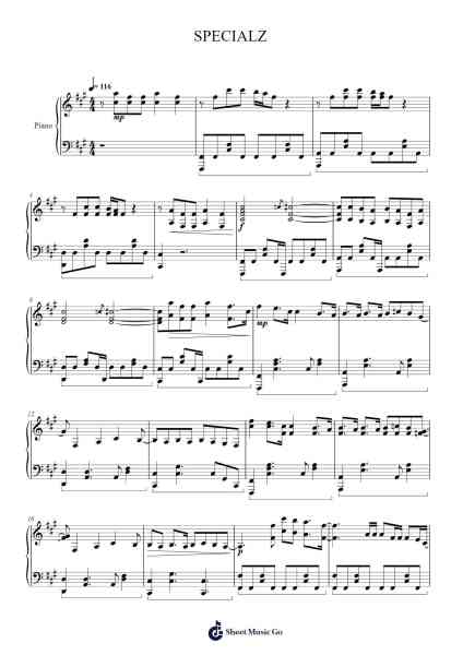 SPECIALZ Sheet Music by King Gnu-Arr.Krispert