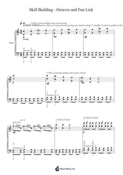 Lesson 6 - Skill Building - Octaves and Fun Lick Sheet Music by Shirnett-Arr.Trebes