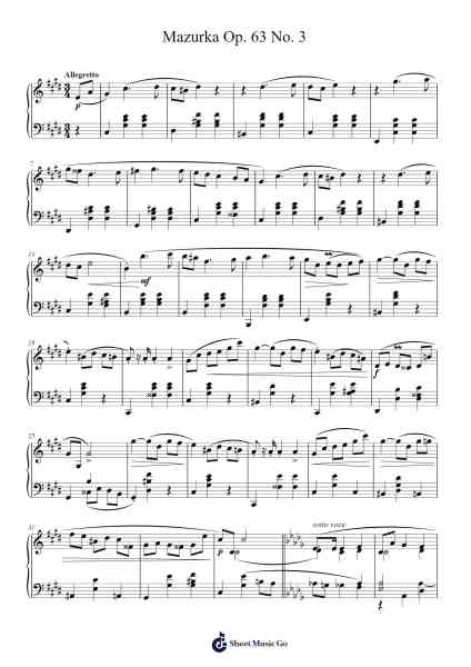 Mazurka in C# Minor, Op. 63, No. 3 Sheet Music by Frédéric Chopin-Arr.Cofpert Dilgrant