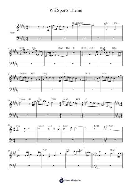 Wii Sports Theme Sheet Music by Kazumi Totaka-Arr.Cranewright Troycrofts