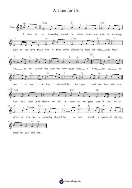 A Time for Us Sheet Music by Nino Rota-Arr.Kensibyl