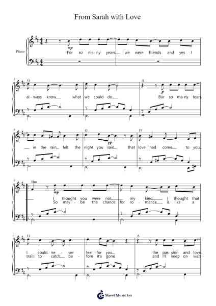 From Sarah with Love Sheet Music by Sarah Connor-Arr.Montholt