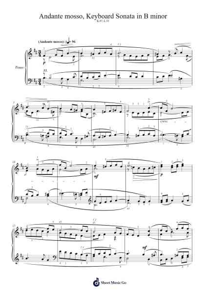 Keyboard Sonata in B Minor, K.87, L.33 Sheet Music by Domenico Scarlatti-Arr.Petmann Omaud