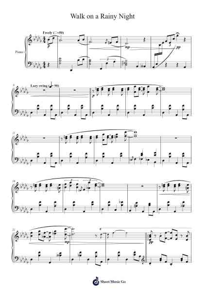 Walk on a Rainy Night Sheet Music by SushiDip-Arr.Orfunk Grocroft