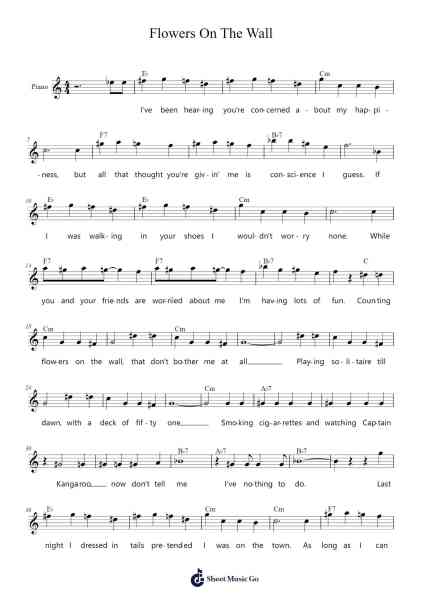 Flowers On The Wall Sheet Music by Lew DeWitt-Arr.Losopp Webslin