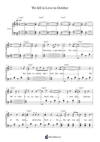 We fell in Love in October Sheet Music by girl in red-Arr.Kirkckle Clarkckle