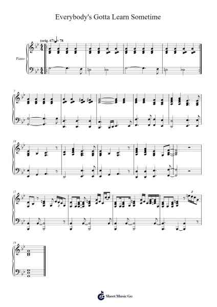 Everybody's Gotta Learn Sometime Sheet Music by The Korgis/Beck-Arr.Tomnee