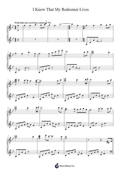 I Know That My Redeemer Lives Sheet Music by LDS Hymns-Arr.Hearstjean