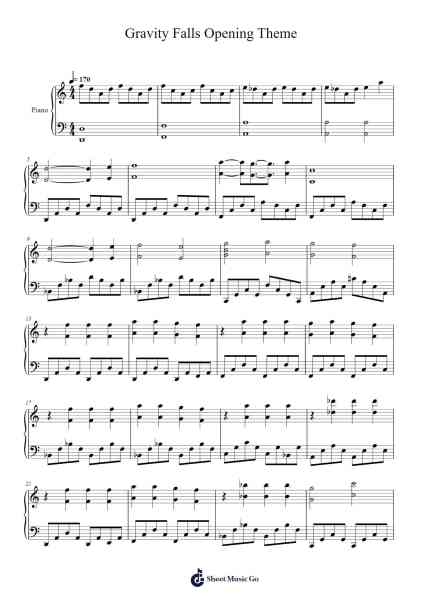 Gravity Falls Opening Theme Sheet Music by Patrick Lazarus-Arr.Dawnvia