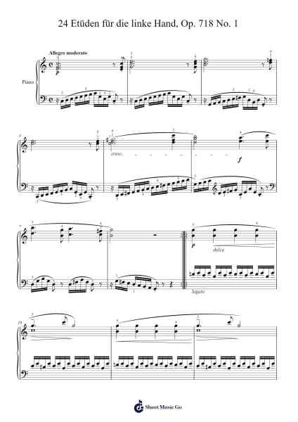 24 Etüden für die linke Hand, Op. 718: No. 1 Sheet Music by Carl Czerny-Arr.Bushdiah Kenthood