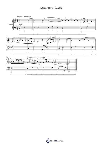Musetta's Waltz from La Bohème Sheet Music by Giacomo Puccini-Arr.Sweetxe Goldthune