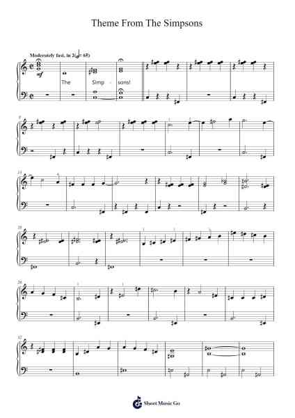Theme From The Simpsons Sheet Music by Danny Elfman-Arr.Yulegus