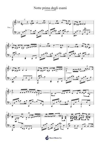 Notte prima degli esami Sheet Music by Antonello Venditti-Arr.Bairdkeith Cysoon
