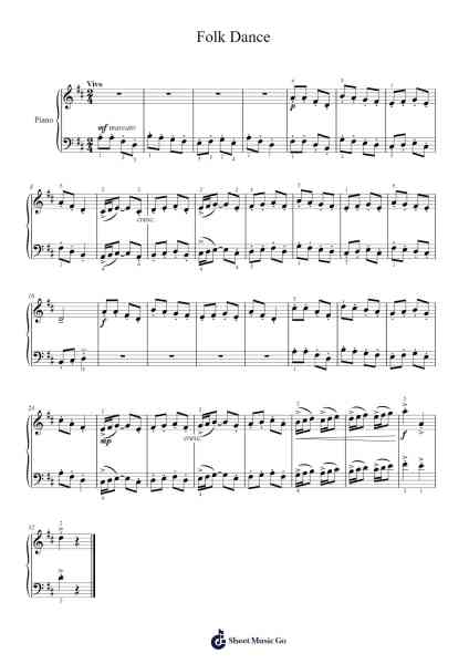 24 Pieces for Children, Op. 39: No. 17, Folk Dance Sheet Music by Dmitry Kabalevsky-Arr.Brookecher Nicksie