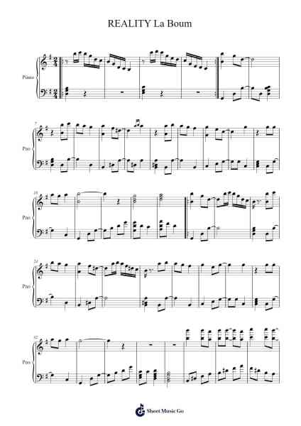 REALITY La Boum Sheet Music by Vladimir Cosma-Arr.Sailshead Verborn