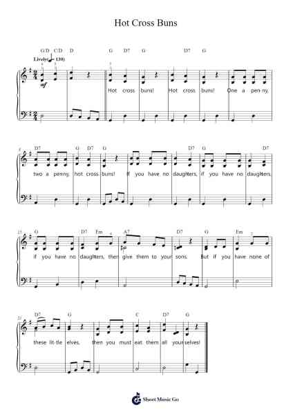 Hot Cross Buns Sheet Music by England Folk Song-Arr.Kawar Rusfrank