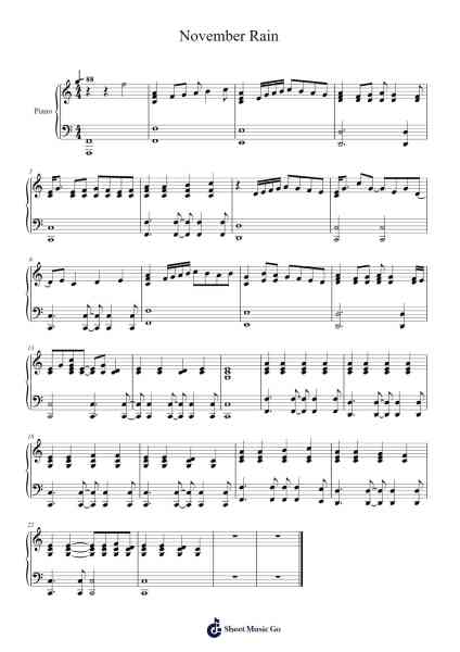 November Rain Notenblatt von Guns N' Roses-Arr.Hula
