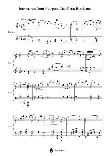 Intermezzo from the opera Cavalleria Rusticana Sheet Music by Pietro Mascagni-Arr.Orence